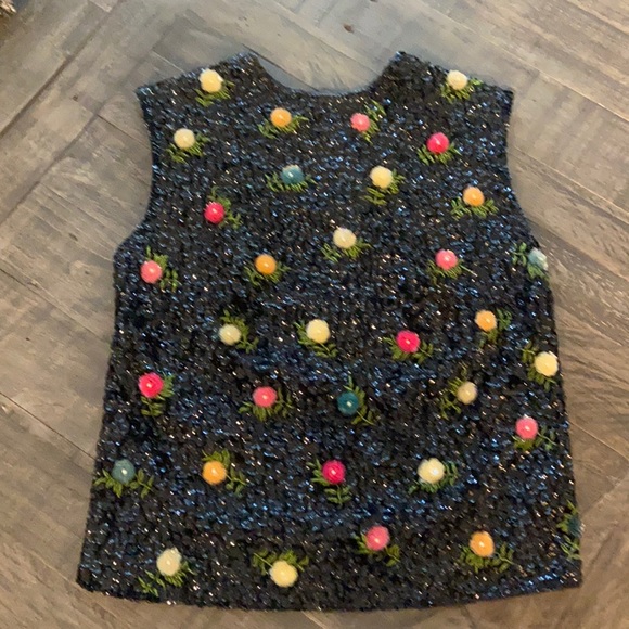 None Tops - VINTAGE zipper back sequin top.